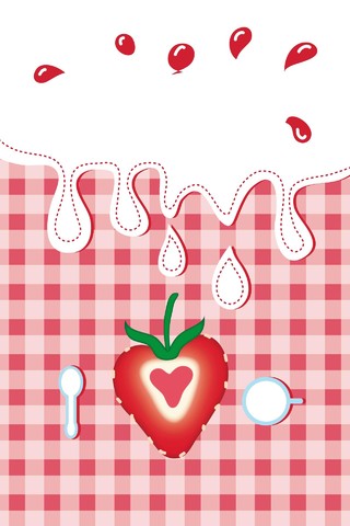 奶油草莓卡通水果草莓促销海报背景